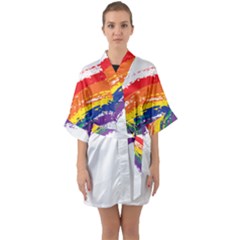 Watercolor Painting Rainbow Quarter Sleeve Kimono Robe by Mariart