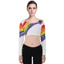 Watercolor Painting Rainbow Velvet Long Sleeve Crop Top View1