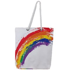 Watercolor Painting Rainbow Full Print Rope Handle Tote (large)