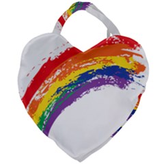 Watercolor Painting Rainbow Giant Heart Shaped Tote by Mariart