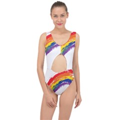 Watercolor Painting Rainbow Center Cut Out Swimsuit by Mariart