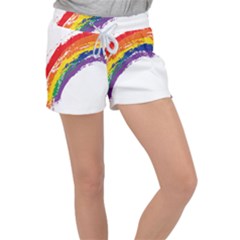 Watercolor Painting Rainbow Women s Velour Lounge Shorts