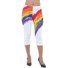 Watercolor Painting Rainbow Lightweight Velour Capri Leggings  by Mariart