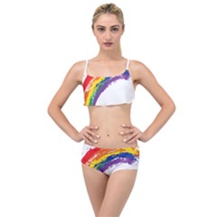 Watercolor Painting Rainbow Layered Top Bikini Set by Mariart