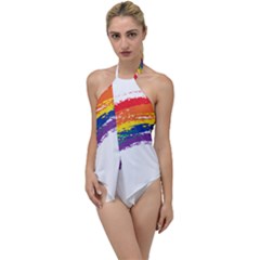 Watercolor Painting Rainbow Go With The Flow One Piece Swimsuit by Mariart