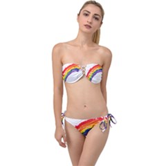 Watercolor Painting Rainbow Twist Bandeau Bikini Set by Mariart