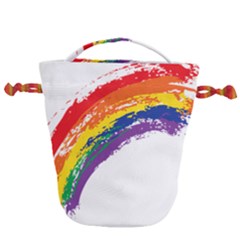 Watercolor Painting Rainbow Drawstring Bucket Bag