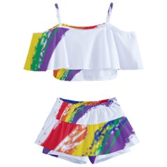 Watercolor Painting Rainbow Kids  Off Shoulder Skirt Bikini by Mariart