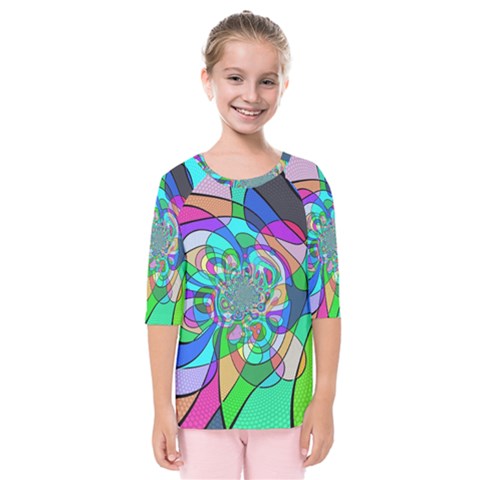 Retro Wave Background Pattern Kids  Quarter Sleeve Raglan Tee by Mariart