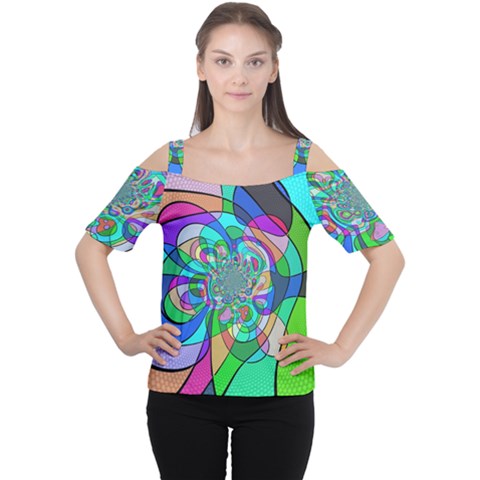 Retro Wave Background Pattern Cutout Shoulder Tee by Mariart