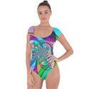 Retro Wave Background Pattern Short Sleeve Leotard  View1