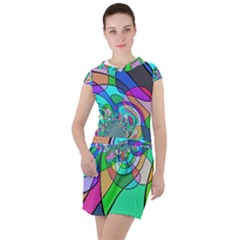 Retro Wave Background Pattern Drawstring Hooded Dress