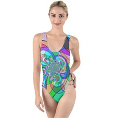 Retro Wave Background Pattern High Leg Strappy Swimsuit by Mariart