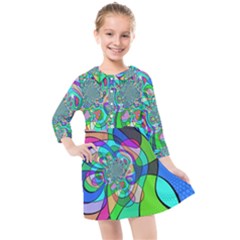 Retro Wave Background Pattern Kids  Quarter Sleeve Shirt Dress