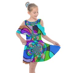 Retro Wave Background Pattern Kids  Shoulder Cutout Chiffon Dress by Mariart