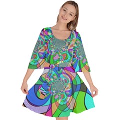 Retro Wave Background Pattern Velour Kimono Dress