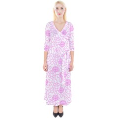 Peony Spring Flowers Quarter Sleeve Wrap Maxi Dress