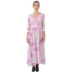 Peony Spring Flowers Button Up Boho Maxi Dress by Mariart