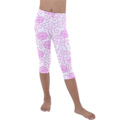 Peony Spring Flowers Kids  Lightweight Velour Capri Leggings  by Mariart