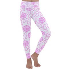 Peony Spring Flowers Kids  Lightweight Velour Classic Yoga Leggings