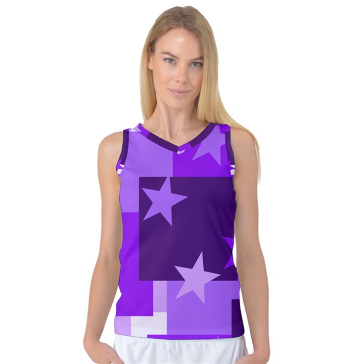 Purple Stars Pattern Shape Women s Basketball Tank Top