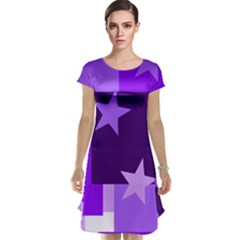 Purple Stars Pattern Shape Cap Sleeve Nightdress