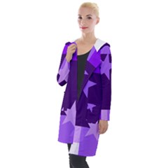 Purple Stars Pattern Shape Hooded Pocket Cardigan