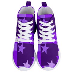 Purple Stars Pattern Shape Women s Lightweight High Top Sneakers by Pakrebo