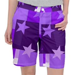 Purple Stars Pattern Shape Pocket Shorts