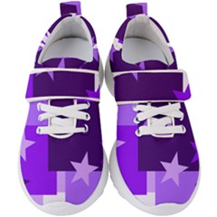 Purple Stars Pattern Shape Kids  Velcro Strap Shoes