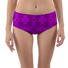 Magenta Mosaic Pattern Triangle Reversible Mid-waist Bikini Bottoms by Pakrebo