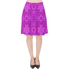 Magenta Mosaic Pattern Triangle Velvet High Waist Skirt by Pakrebo