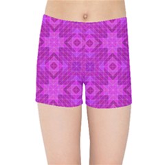 Magenta Mosaic Pattern Triangle Kids  Sports Shorts by Pakrebo