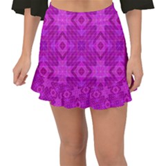 Magenta Mosaic Pattern Triangle Fishtail Mini Chiffon Skirt by Pakrebo