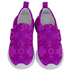 Magenta Mosaic Pattern Triangle Kids  Velcro No Lace Shoes by Pakrebo