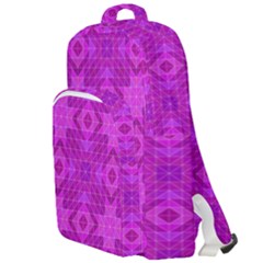 Magenta Mosaic Pattern Triangle Double Compartment Backpack by Pakrebo