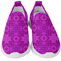 Magenta Mosaic Pattern Triangle Kids  Slip On Sneakers