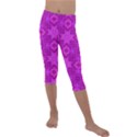 Magenta Mosaic Pattern Triangle Kids  Lightweight Velour Capri Leggings  View1