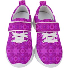 Magenta Mosaic Pattern Triangle Kids  Velcro Strap Shoes