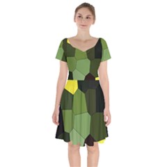 Mosaic Structure Background Tile Short Sleeve Bardot Dress by Pakrebo