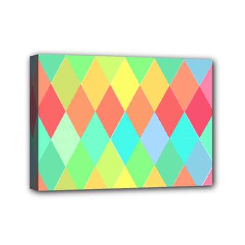 Low Poly Triangles Mini Canvas 7  X 5  (stretched) by Pakrebo