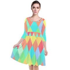 Low Poly Triangles Quarter Sleeve Waist Band Dress by Pakrebo