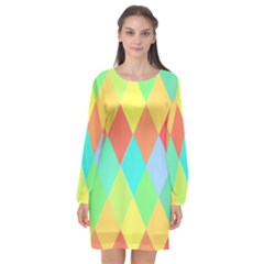 Low Poly Triangles Long Sleeve Chiffon Shift Dress  by Pakrebo