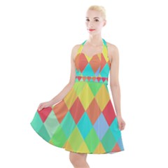 Low Poly Triangles Halter Party Swing Dress  by Pakrebo