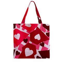 Pink Hearts Pattern Love Shape Zipper Grocery Tote Bag by Pakrebo