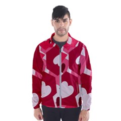 Pink Hearts Pattern Love Shape Windbreaker (men) by Pakrebo