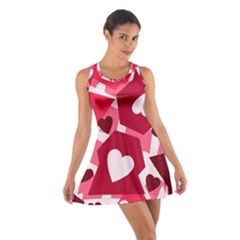 Pink Hearts Pattern Love Shape Cotton Racerback Dress by Pakrebo