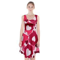 Pink Hearts Pattern Love Shape Racerback Midi Dress by Pakrebo