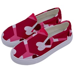 Pink Hearts Pattern Love Shape Kids  Canvas Slip Ons by Pakrebo