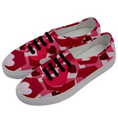 Pink Hearts Pattern Love Shape Men s Classic Low Top Sneakers by Pakrebo